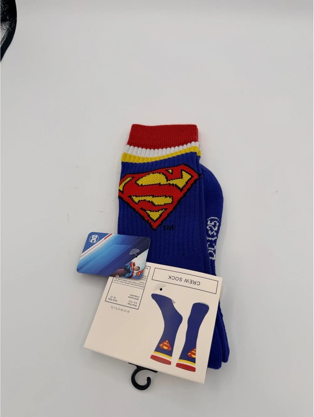 Bioworld Superman Crew Socks - Blue with Red and Yellow Accents
